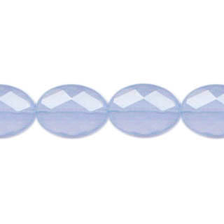 BLUE CHALCEDONY QUARTZ FACETED OVAL 13X18MM